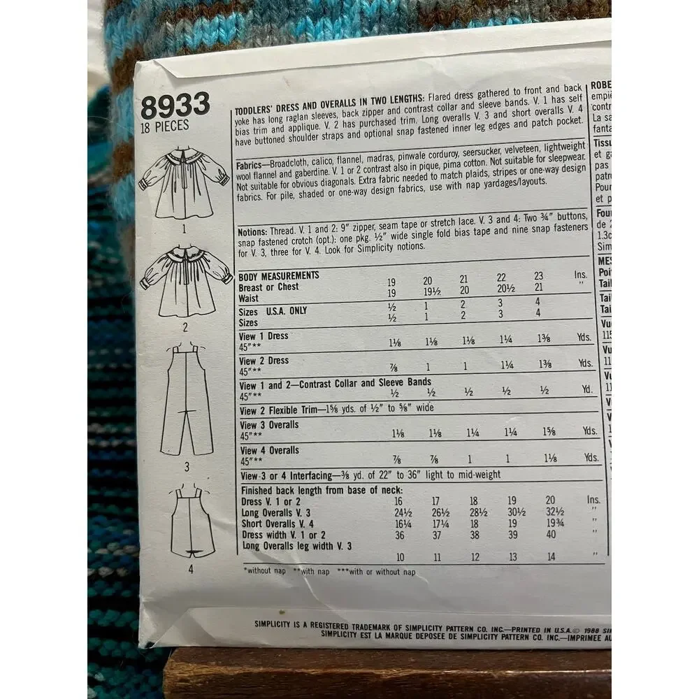 Simplicity 8933 toddler